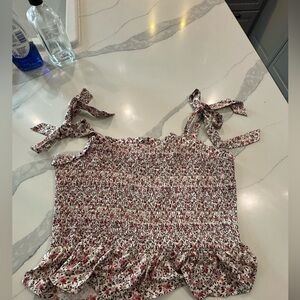 Floral Smocked Top with Ruffle Hem